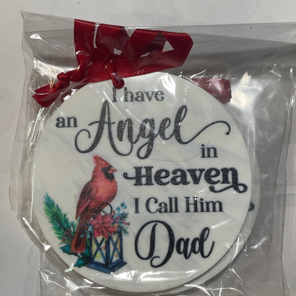 Memorial Ornament with Cardinal and Red Ribbon